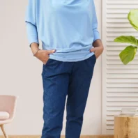 jean bleu femme vue de face